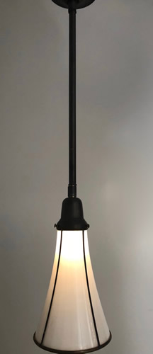 Elongated Opalescent Leaded Glass Pendants